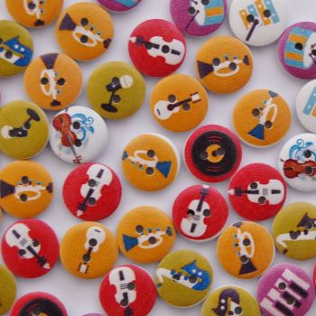 PACK OF 10 MUSICAL INSTRUMENT BUTTONS, 15MM - 2 HOLE.