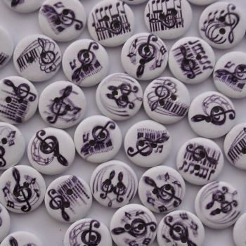 PACK OF 10 MUSICAL NOTE BUTTONS, 15MM - 2 HOLE.