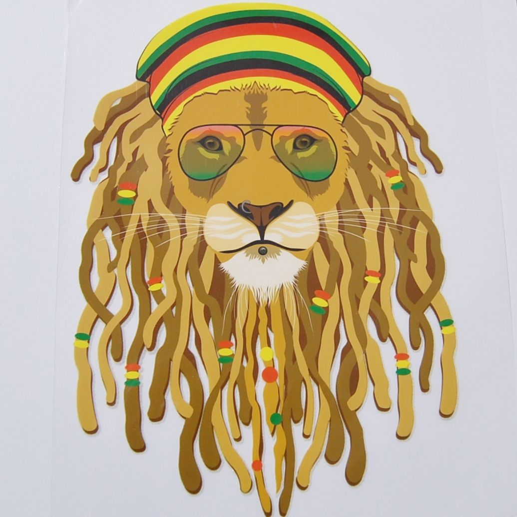 IRON ON HEAT TRANSFER, DREAD LOCK LION, 15CMS x 21CMS. IDEAL FOR DECORATING