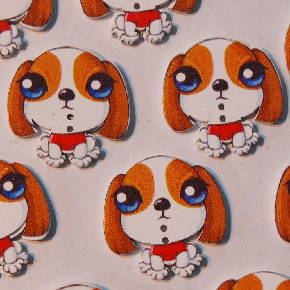 PACK OF 10 RESIN DOG BUTTON EMBELLISHMENTS - 2 HOLE.