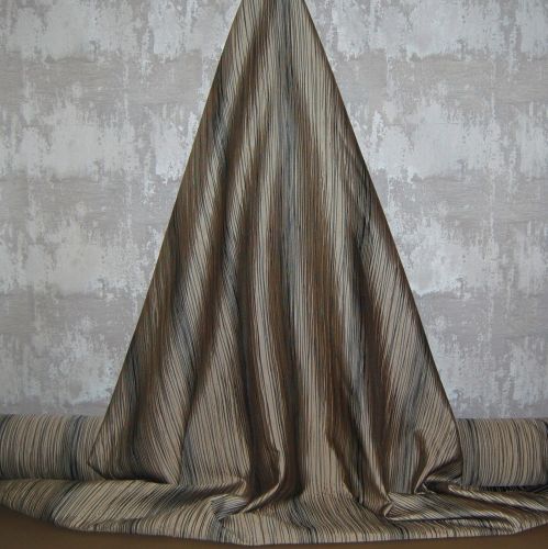 Mimi Gold And Black Crinkle Woven Curtain Fabric By Ashley Wilde