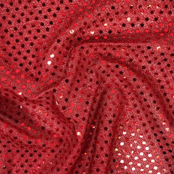 RED JERSEY KNIT WITH SEQUINS FOR DRESS MAKING