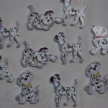 MIXED PACK OF 10 DALMATION DOG BUTTON EMBELLISHMENTS, 2 HOLE.