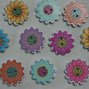Black Large Daisy Flower Feature Button 22mm Pack of 10