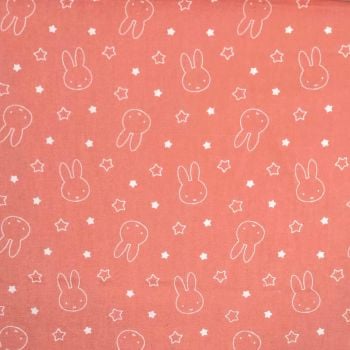 MIFFY & STARS IN PEACH, 100% COTTON BY THE COTTON CRAFT CO'.  