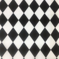 POLY COTTON BLACK AND WHITE HARLEQUIN FOR DRESS MAKING ETC.