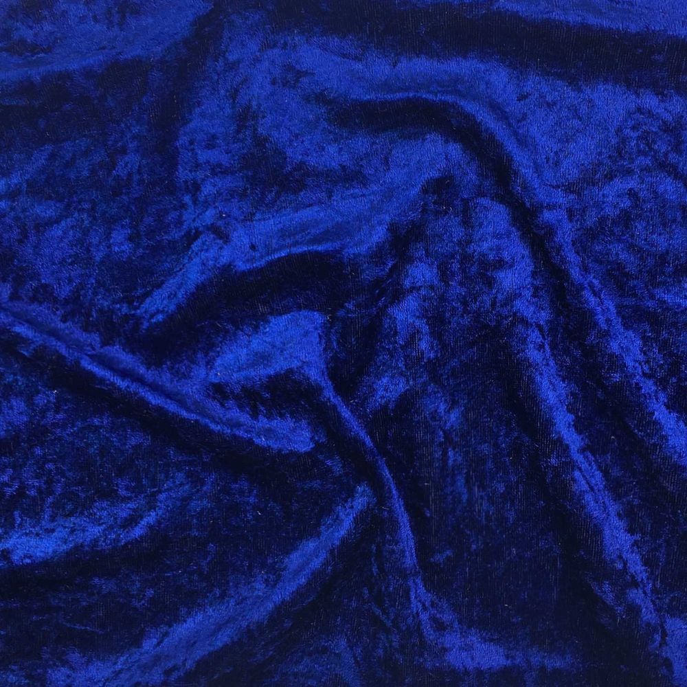 CRUSHED VELVET IN ROYAL BLUE FOR DRESS MAKING PROJECTS.