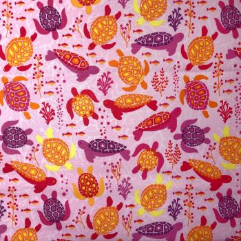 PINK TURTLES ON 100% COTTON BY THE COTTON CRAFT CO'.  