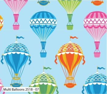 MULTI BALLOONS ON 100% COTTON BY THE COTTON CRAFT CO'.  