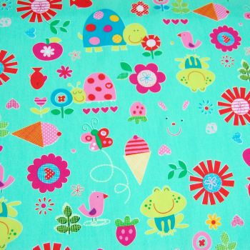 BRIGHT KIDS PRINT ON MINT, 100% COTTON.
