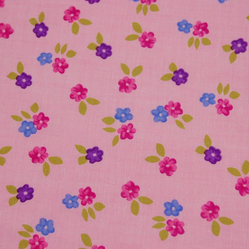 BABY PINK SMALL FLORAL, 100% COTTON.