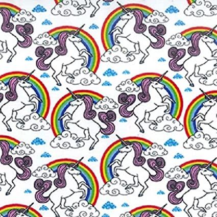 ROSE AND HUBBLE UNICORNS ON IVORY 100% COTTON POPLIN.