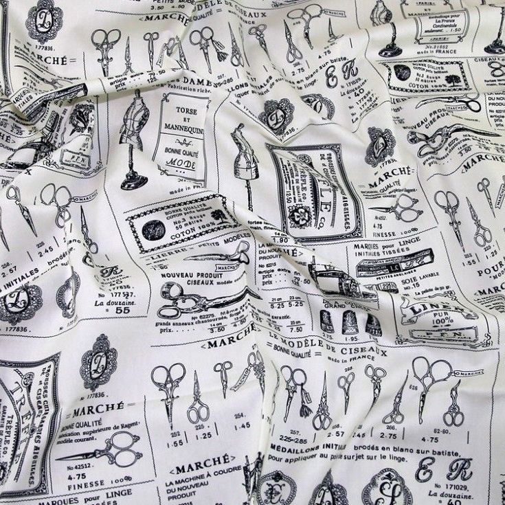 ROSE AND HUBBLE VINTAGE SEWING NOTIONS 100% COTTON POPLIN.
