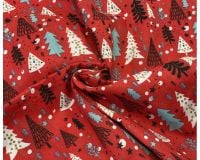 COTTON MIX, CHRISTMAS TREES, SCANDI STYLE WITH RED BACK