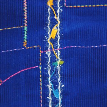 ROYAL BLUE COTTON CORD WITH STITCH WORK DECORATION, DRESSMAKING AND SOFT FURNISHINGS