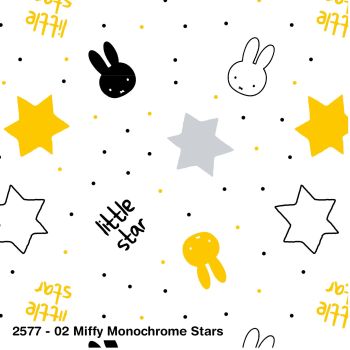 MIFFY MONOCHROME STARS, 100% COTTON BY THE COTTON CRAFT CO'.  SPECIAL OFFER PRICE.