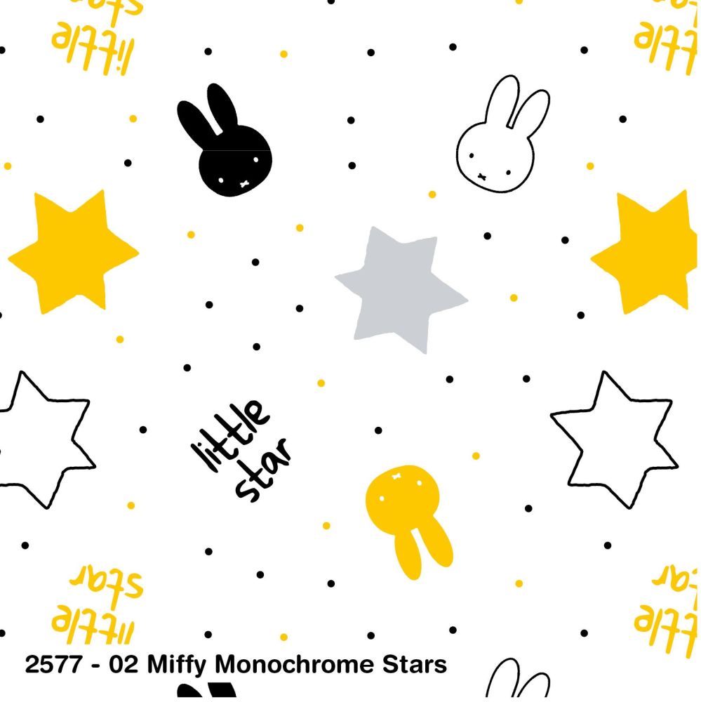 MIFFY MONOCHROME STARS, 100% COTTON BY THE COTTON CRAFT CO'.  SPECIAL OFFER