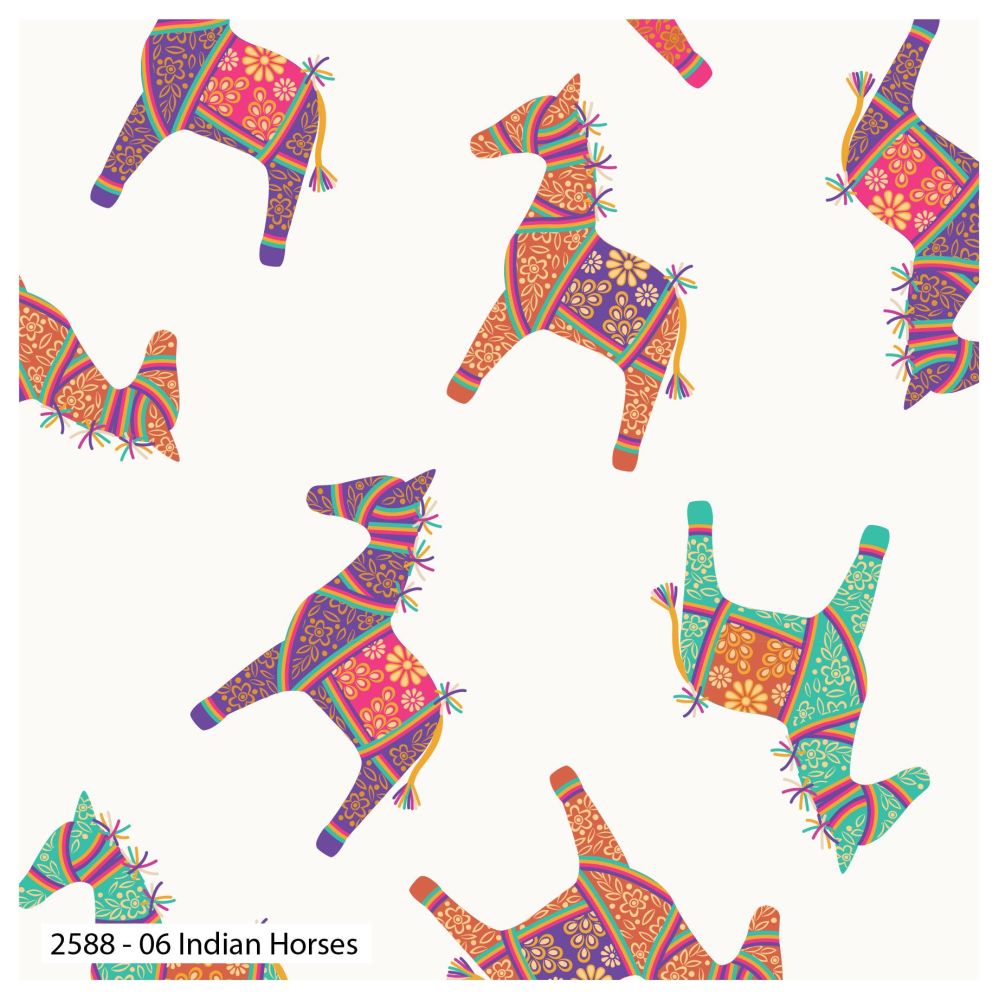 DEBBIE SHORE INDIAN HORSE, 100% COTTON.  SPECIAL OFFER PRICE.
