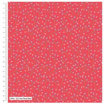 CUTE FLORAL RED FROM THE CRAFT COTTON COMPANY, 100% COTTON.