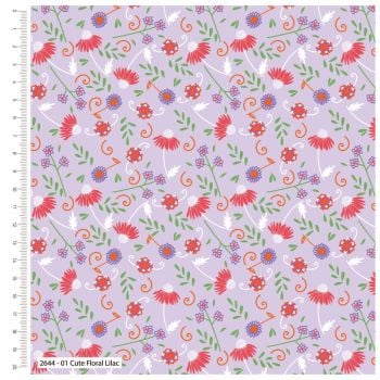 CUTE FLORAL LILAC FROM THE CRAFT COTTON COMPANY, 100% COTTON.