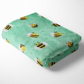 BEES ON MINT SUPER SOFT CUDDLE FLEECE, 58 INCH WIDE. 