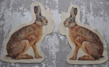 PAIR OF FELT HARES, SEW ON. 11 INCH X 8 INCH EACH.