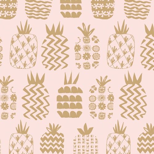 DASHWOOD STUDIOS OCEAN DRIVE METALLIC, PINEAPPLES 1470, 100% COTTON.