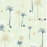 DASHWOOD STUDIOS OCEAN DRIVE METALLIC, PALM TREES 1468, 100% COTTON. REDUCED TO CLEAR.
