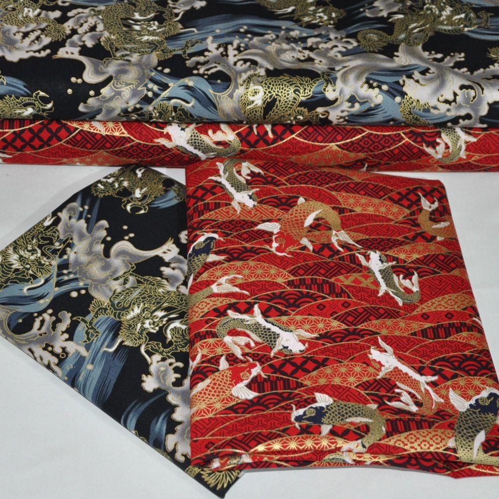 JAPANESE METALLICS FROM THE CRAFT COTTON COMPANY, 100% COTTON 60 INCH WIDE.