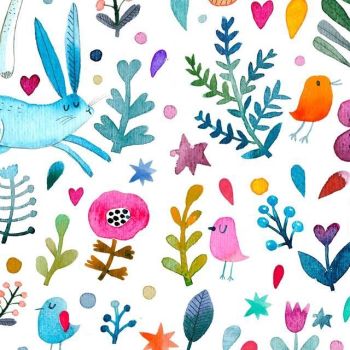 LITTLE JOHNNY FOREST RABBITS, DIGITALLY PRINTED 100% COTTON.