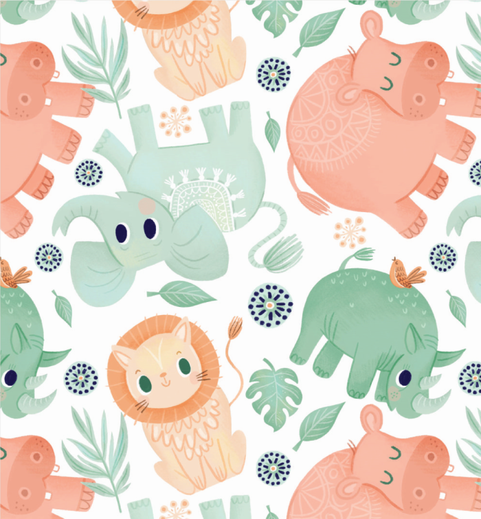 SAFARI ANIMALS BY CRAFT COTTON COMPANY, 100% COTTON.