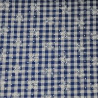 1/4 INCH BLUE AND WHITE GINGHAM WITH EMBROIDERED FLOWER DETAILING