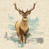 18" X 18" LINEN COTTON PRINTED PANEL, STAG.