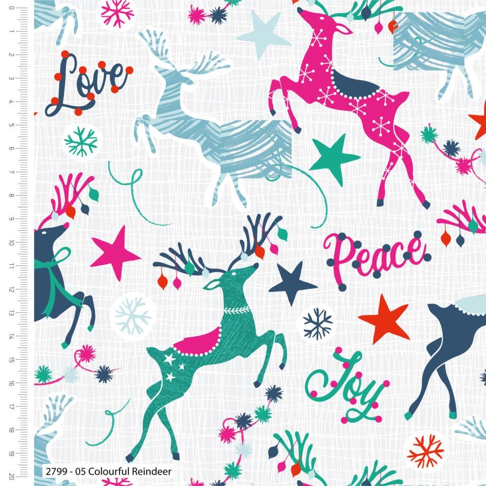 COLOURFUL REINDEER CRAFT COTTON COMPANY, 100% COTTON.