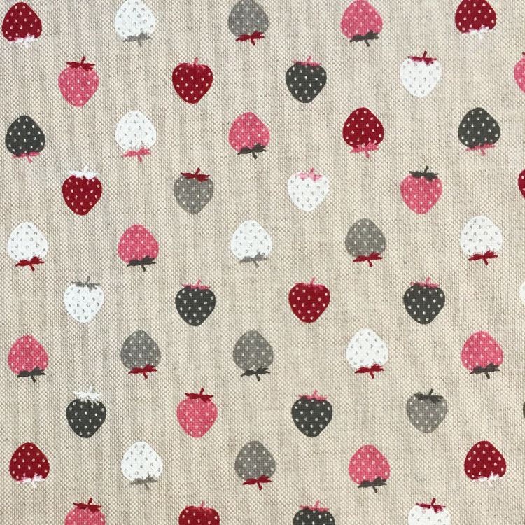 CHATHAM GLYN NEW CRAFTY LINEN CURTAIN FABRIC, STRAWBERRIES BERRY.