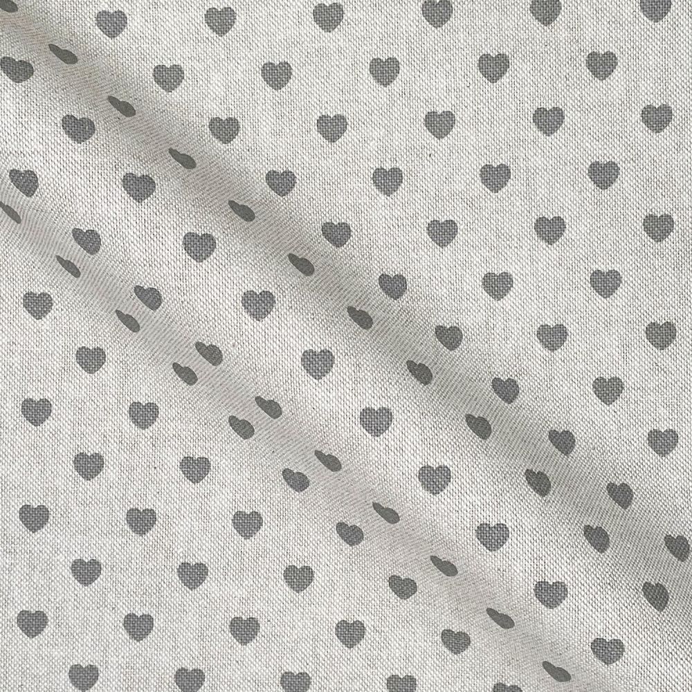 CHATHAM GLYN NEW CRAFTY LINEN CURTAIN FABRIC, HEARTS IN GREY, RED OR WHITE.