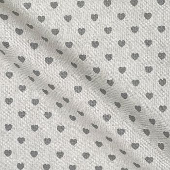 CHATHAM GLYN NEW CRAFTY LINEN CURTAIN FABRIC, HEARTS IN GREY, RED OR WHITE.