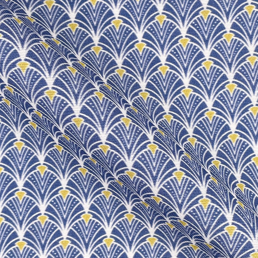100% COTTON PANAMA FOR CURTAINS AND SOFT FURNISHINGS. ART DECO BLUE.