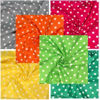 100% COTTON, 140 CMS WIDE, 150GSM. 'POLKA DOT RANGE' 6 MORE COLOURS AVAILABLE.