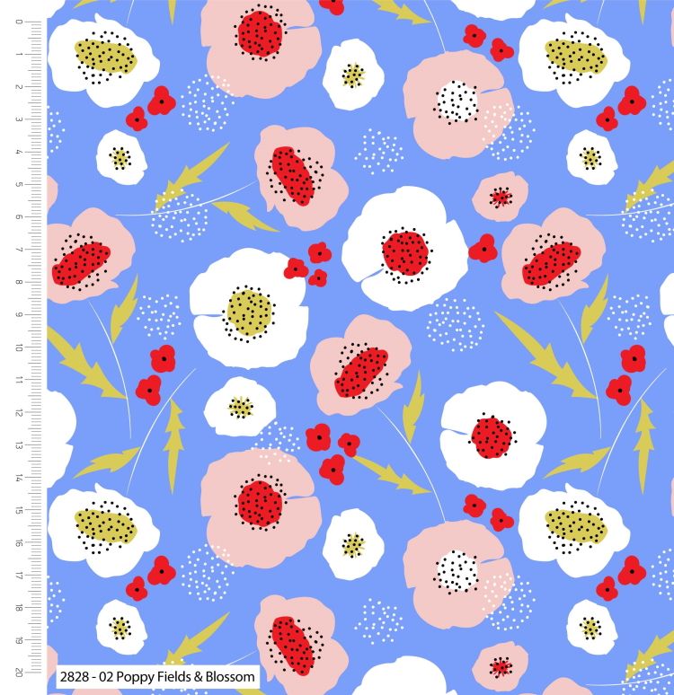 POPPY FIELDS & BLOSSOMS BY CRAFT COTTON COMPANY, 100% COTTON. 