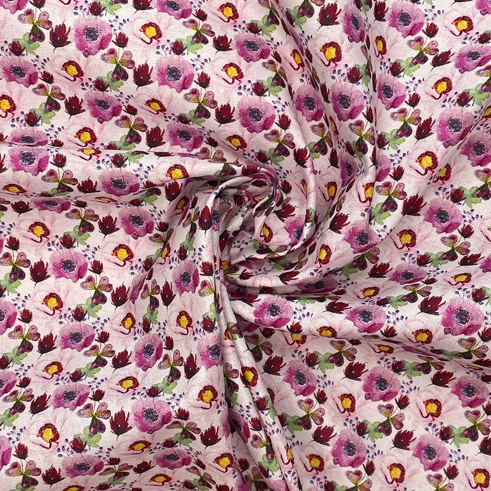 100% COTTON, 140 CMS WIDE, 150GSM. VINTAGE FLORAL, COUNTRY FLORALS ONE.