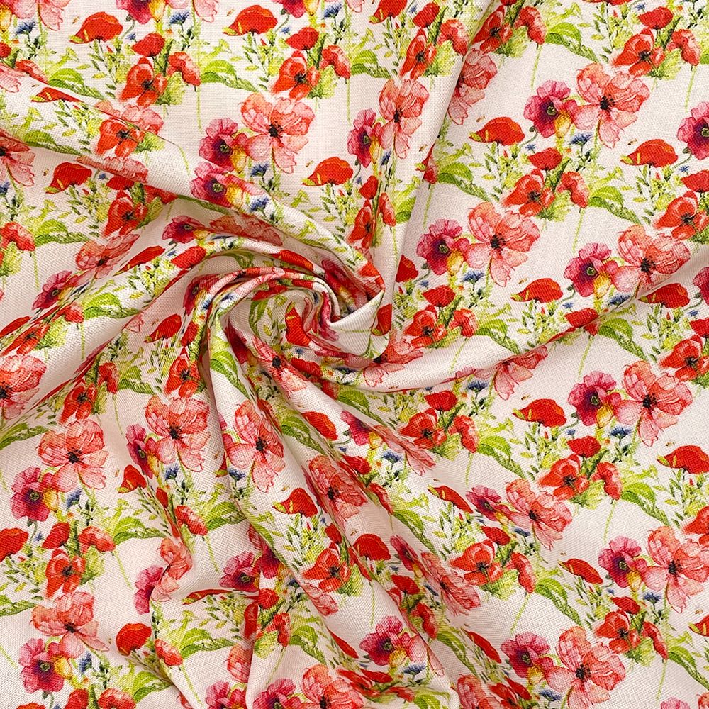 100% COTTON, 140 CMS WIDE, 150GSM. VINTAGE FLORAL, COUNTRY FLORALS FOUR.