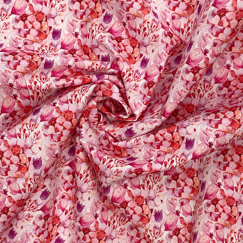 100% COTTON, 140 CMS WIDE, 150GSM. VINTAGE FLORAL, COUNTRY FLORALS EIGHT.