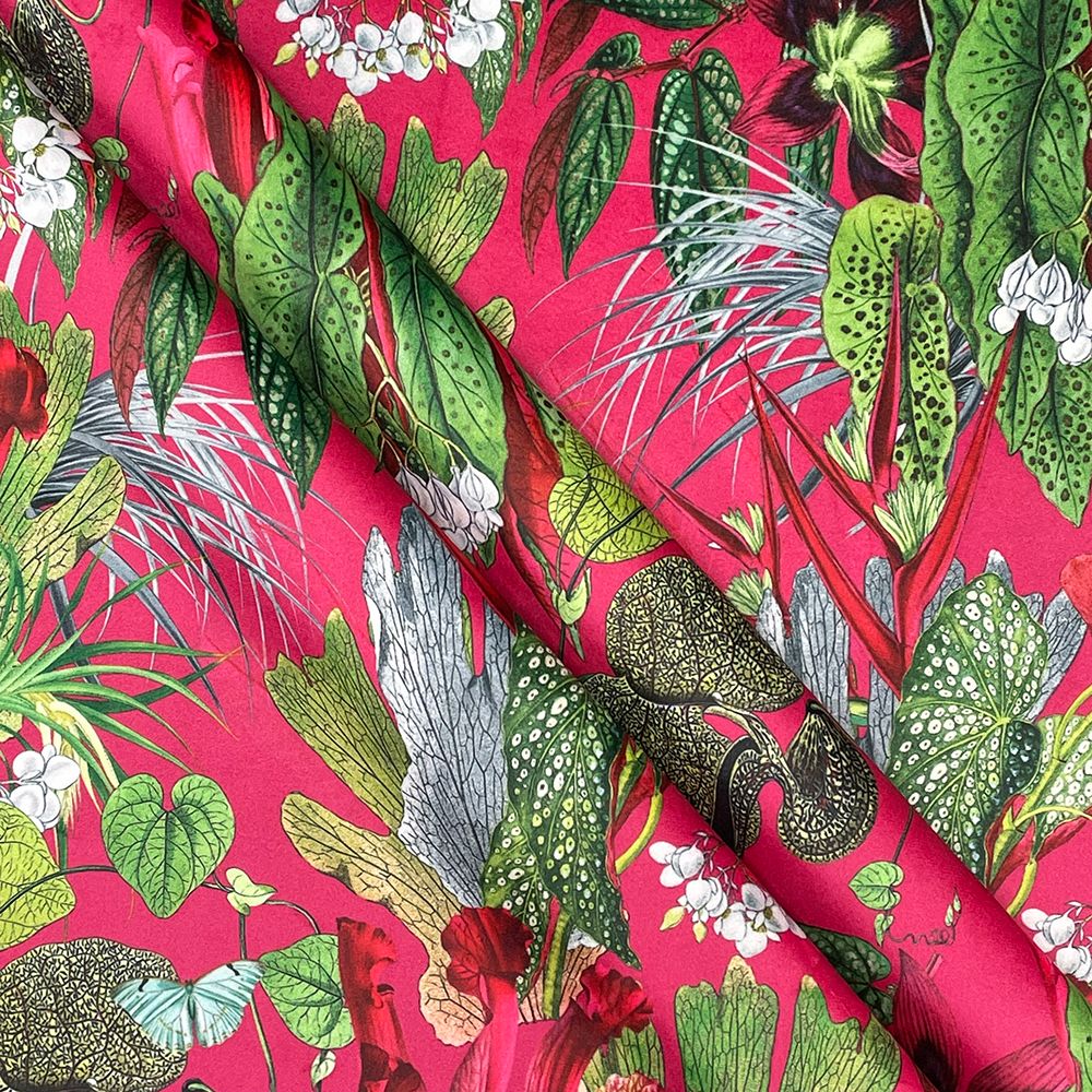 VELVET FURNISHING OR CURTAIN FABRIC 148 CMS WIDE, 290GSM. EXOTIC CERISE.