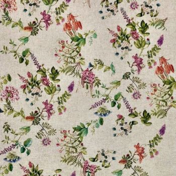 CHATHAM GLYN NEW CRAFTY LINEN CURTAIN FABRIC, VINTAGE BOTANICAL FLORAL. WAS £10 NOW £7