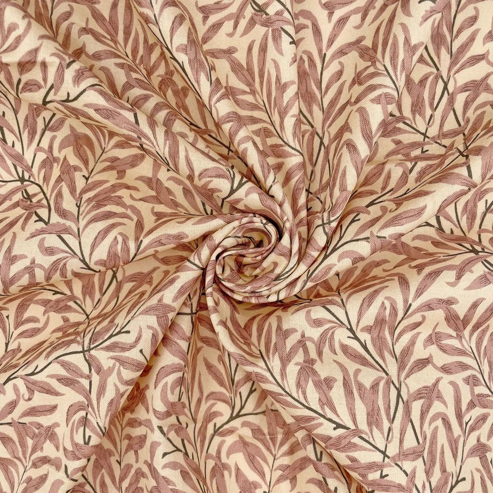 WILLIAM MORRIS WILLOW BOUGH, ROSE. 100% COTTON, 140 CMS WIDE, 150GSM.