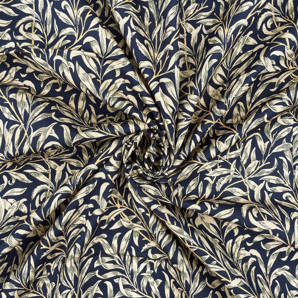 WILLIAM MORRIS WILLOW BOUGH, NAVY. 100% COTTON, 140 CMS WIDE, 150GSM.