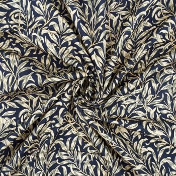 WILLIAM MORRIS WILLOW BOUGH, NAVY. 100% COTTON, 140 CMS WIDE, 150GSM. 