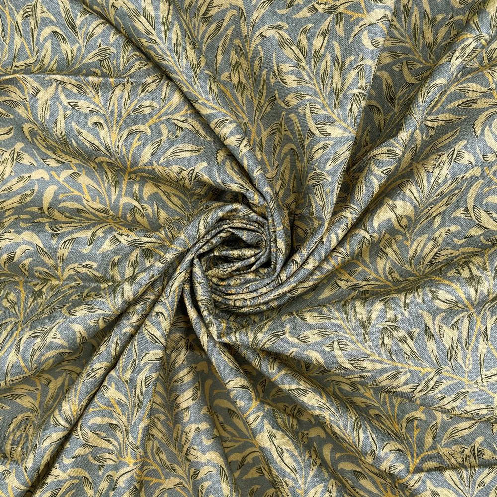 WILLIAM MORRIS WILLOW BOUGH, GREY. 100% COTTON, 140 CMS WIDE, 150GSM.