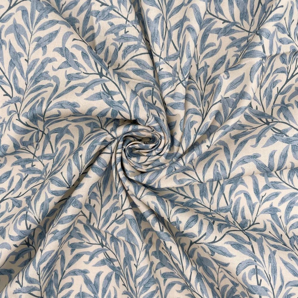WILLIAM MORRIS WILLOW BOUGH, AZURE. 100% COTTON, 140 CMS WIDE, 150GSM. 